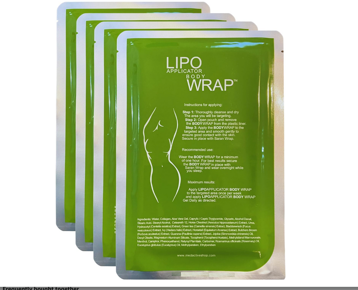 Bio Healing Lipo Applicator Tummy Body Wrap with Guarana, Green Tea and Seaweed Wraps (4 Wraps + Defining Gel (5.07 Oz))