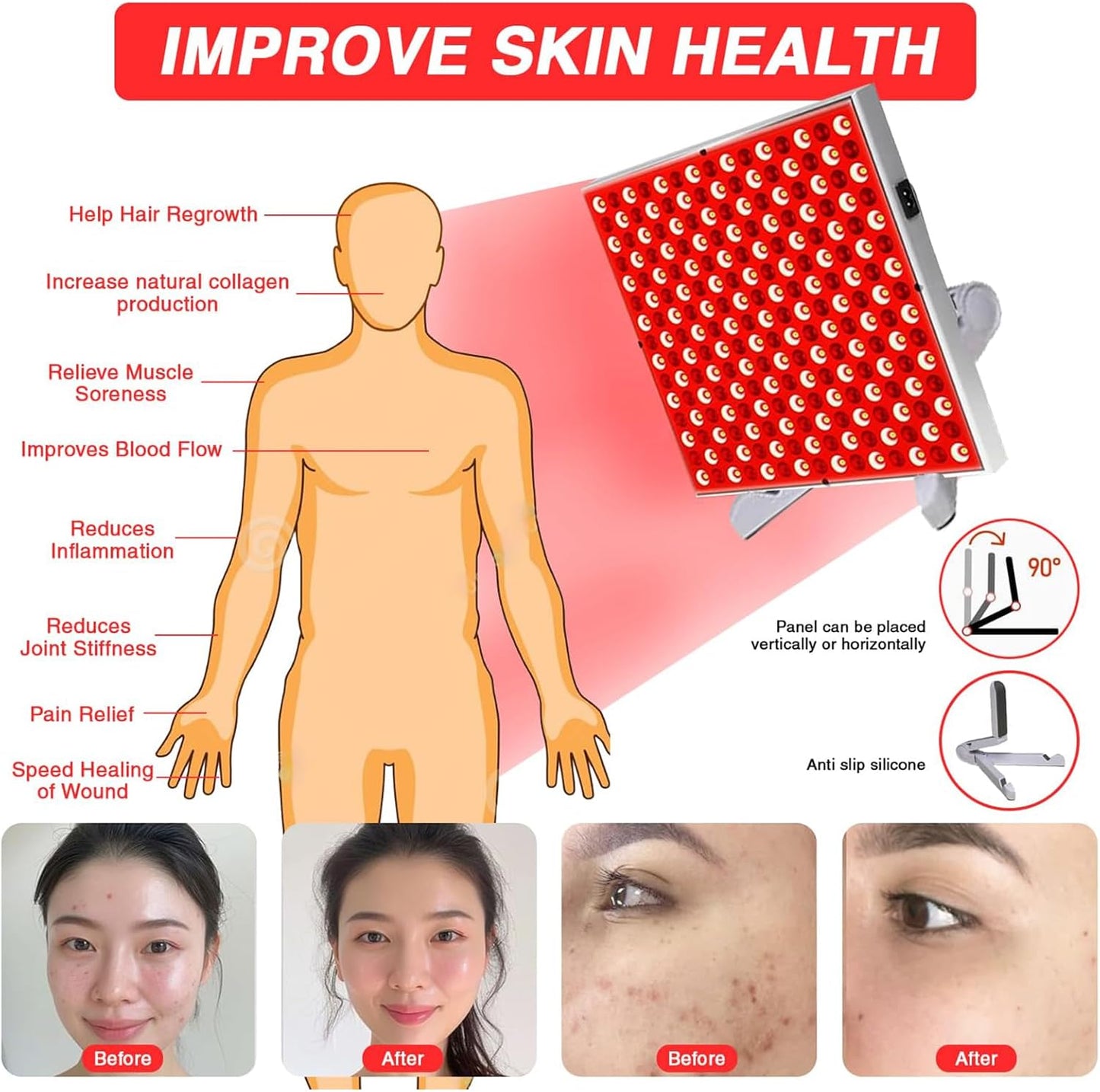Red Wave Healing Therapy Lamp for Face & Body- Square π²