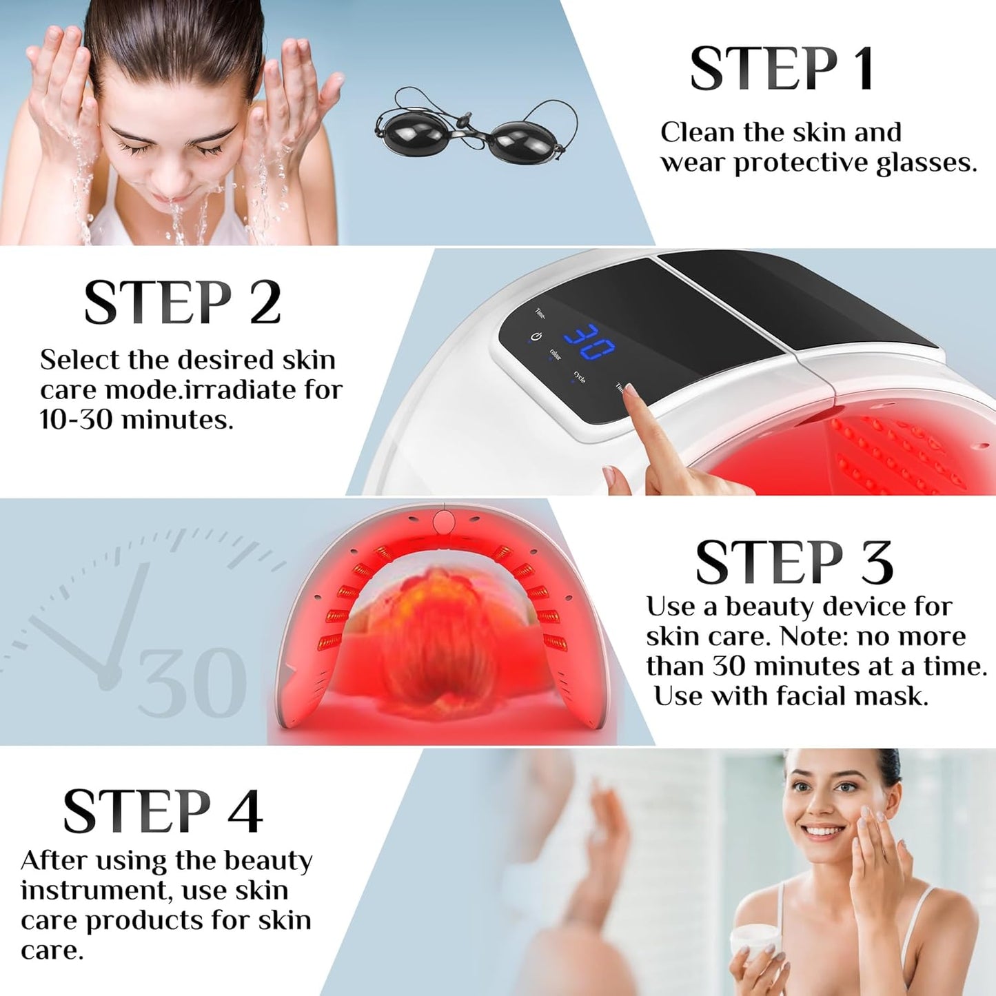 LED Face Light Therapy Mask with Spray Hydration – 7 Color Modes