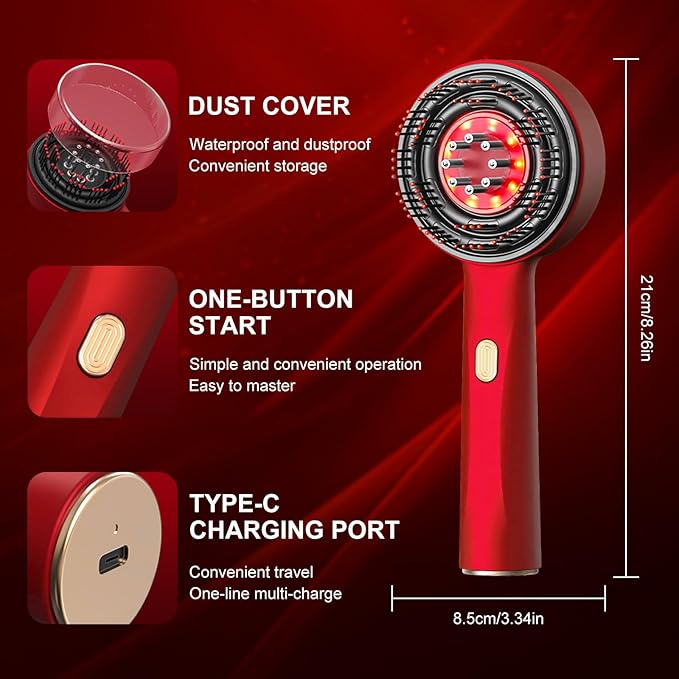 Hair Growth Comb with Red Light Therapy & Scalp Massage