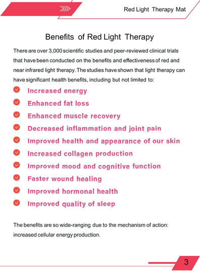 Red light healing mat