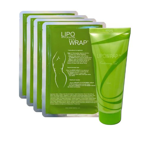 Bio Healing Lipo Applicator Tummy Body Wrap with Guarana, Green Tea and Seaweed Wraps (4 Wraps + Defining Gel (5.07 Oz))