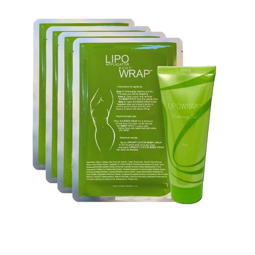Bio Healing Lipo Applicator Tummy Body Wrap with Guarana, Green Tea and Seaweed Wraps (4 Wraps + Defining Gel (5.07 Oz))