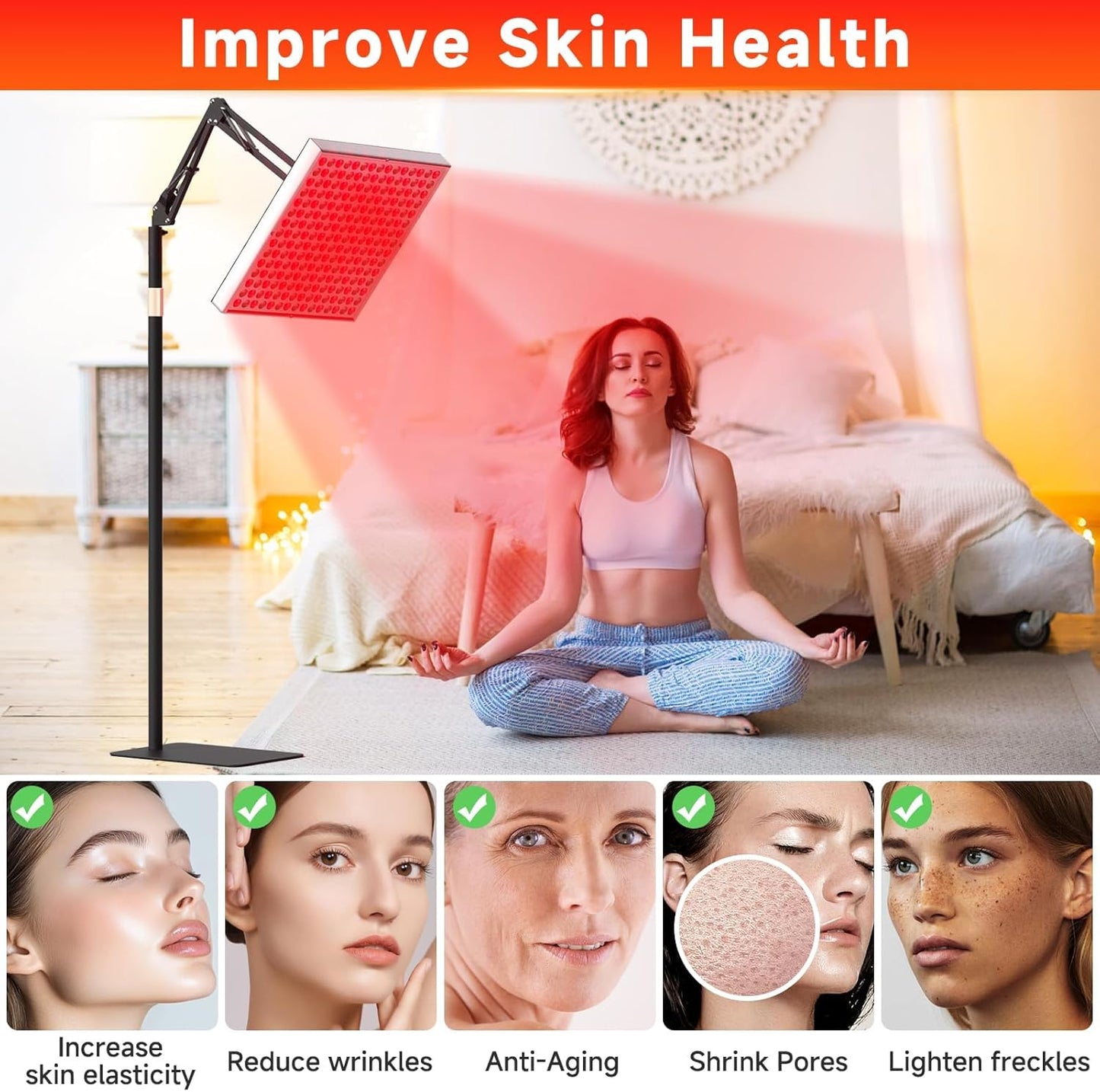 Red Wave Healing Therapy Lamp for Face & Body- Square 🔲